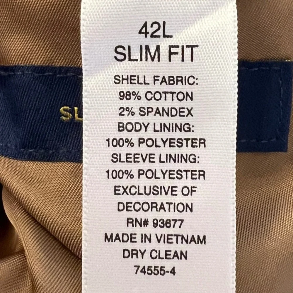 Stafford Tailored Culture Mens 42L Slim Fit Corduroy Blazer Tan Brown Sport Coat